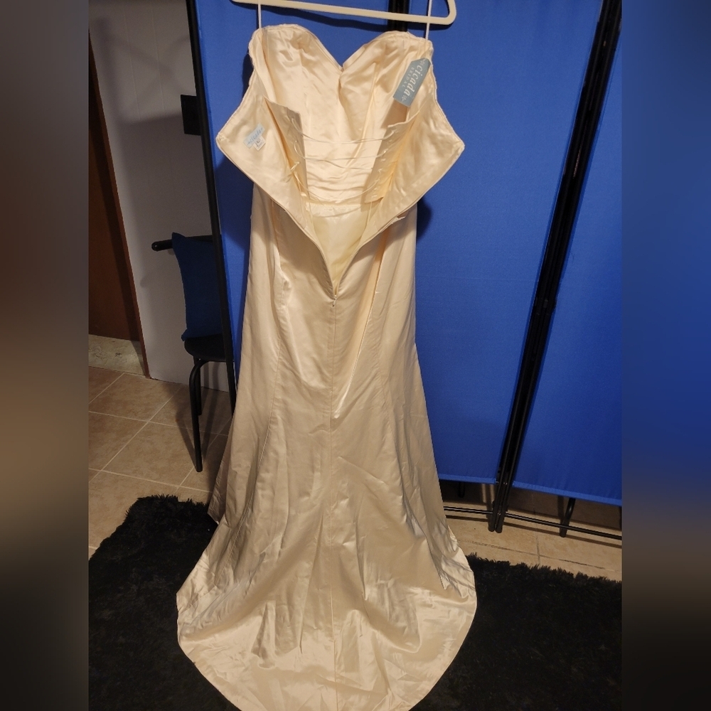 Elegant Cream Strapless Wedding Dress - Picture 7 of 10
